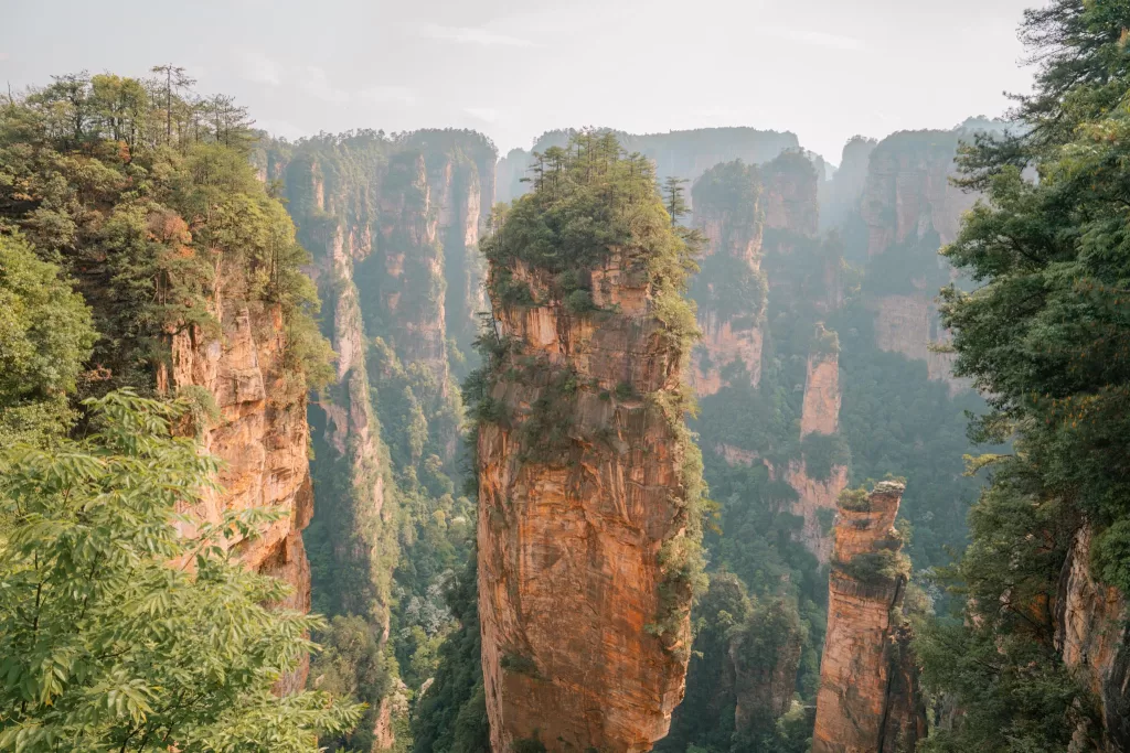 Famous sandstone pillars (Avatar Mountains) in Yuanjiajie scenic area