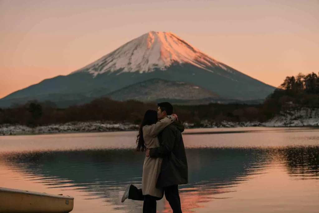 Chris and Angelia facing Mt. Fuji at Tatego-Hama Beach